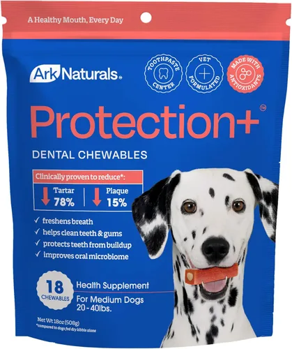 Miniatura 10 de Ark Naturals Protection+ Pasta dental sin cepillo, masticables dentales para perros para razas medianas, evita la placa y el sarro, refresca