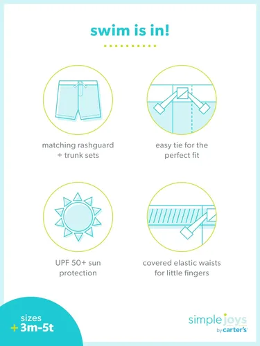 Miniatura 3 de Simple Joys by Carter's - Traje de baño para niños pequeños y bebés, juego con camiseta de protección y pantalones cortos