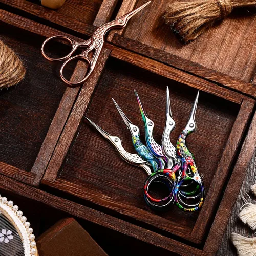 Miniatura 5 de Tijeras de bordado, tijeras de cigüeña, tijeras de grúa, de acero inoxidable, pequeñas tijeras de manualidades, herramientas de bricolaje, tijeras