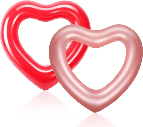 Sumind Flotador de piscina con forma de corazón, 2 piezas, 47.3 x 39.4 pulgadas, anillos de natación inflables para despedida de soltera, tubo