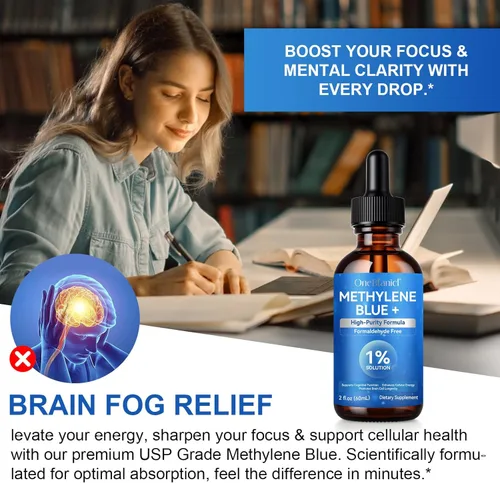 Miniatura 8 de Azul de metileno grado farmacéutico, gotas de azul de metileno para la salud cerebral y apoyo energético, sin formaldehído, sin alcohol, sin gluten