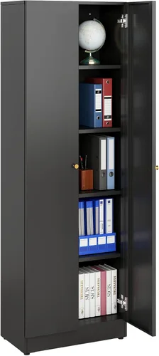 Miniatura 18 de IRONMIX - Vitrina de exhibición moderna con puertas, gabinete curio de metal con estantes, vitrinas de 180 cm de alto para coleccionables