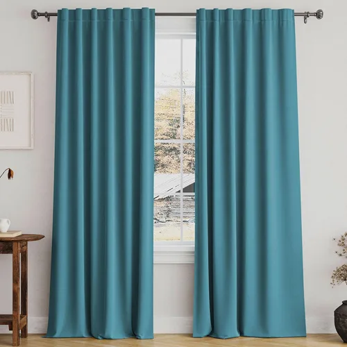 Miniatura 37 de Turquoize Cortinas Opacas para Tratamiento de Ventana con Trabillas Traseras para Sala de Estar/Dormitorio, Tratamientos de Ventana con Aislamiento