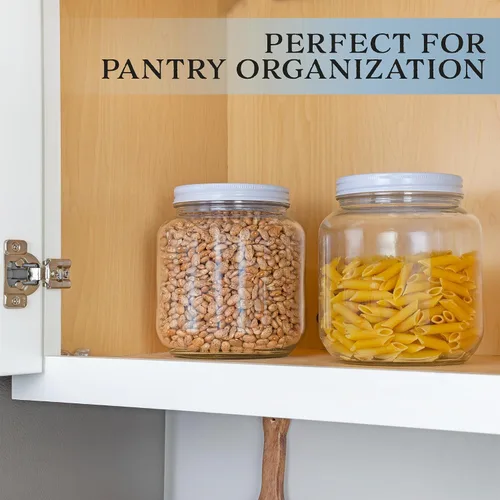 Miniatura 3 de Cornucopia Brands Tarro de vidrio transparente de boca ancha de 64 onzas, libre de BPA de grado alimenticio con tapa de metal (medio galón); tarro