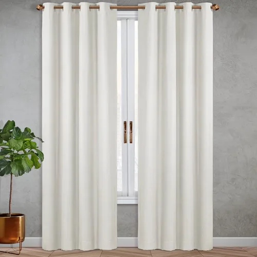 SUN+BLK Nantes - Panel de cortina individual con aislamiento total con ojales, reducción de ruido, bloqueo de luz, marfil, 52 x 108 pulgadas Blanco