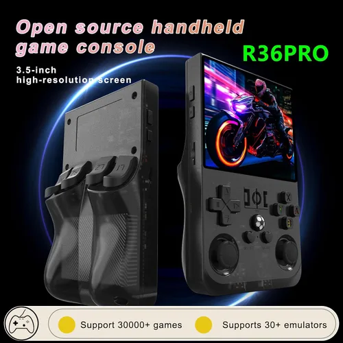 Miniatura 5 de R36Max - Consola de juegos portátil, mini consola de juegos de mano retro, consola de videojuegos IPS de 4.0 pulgadas con tarjeta TF de 64 GB más