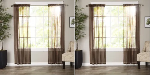 Miniatura 48 de Elegant Comfort - Cortinas transparentes de lujo con bolsillo para barra para cocina, dormitorio y sala de estar, Microfibra, Beige