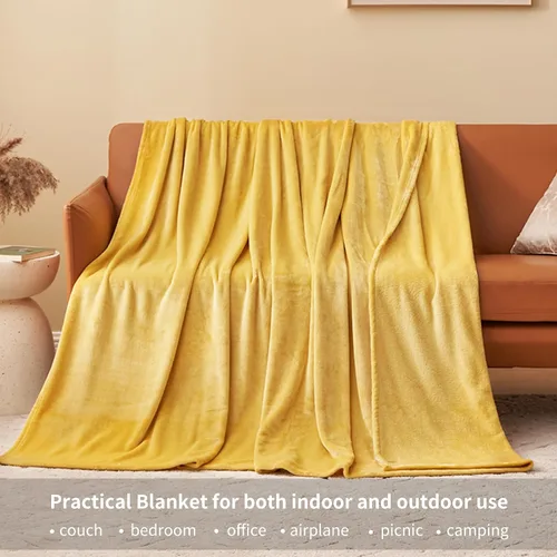Miniatura 3 de RUIKASI Manta de forro polar individual – Manta de franela mullida de felpa amarilla para cama individual, manta súper suave y cálida para sofá