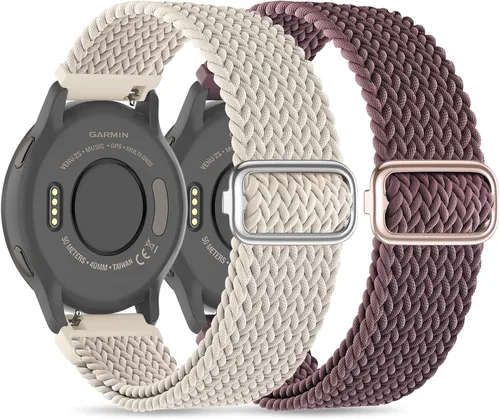 Miniatura 8 de Sunnyson Paquete de 2 bandas elásticas trenzadas compatibles con Garmin Venu/Venu Sq/Garmin Vivoactive 3/Vivoactive 3 Music/GarminActive 0.205 in