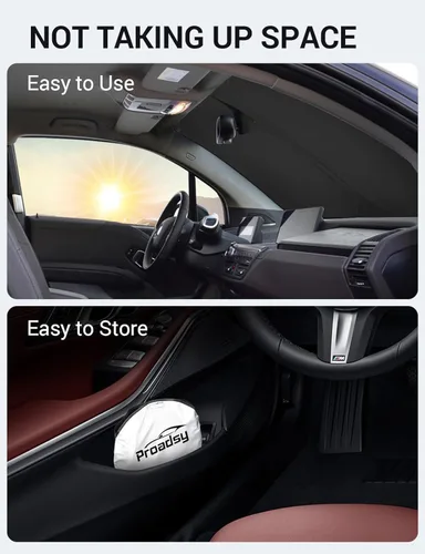 Miniatura 9 de Proadsy - Parasol plegable para parabrisas para BMW i3 2014-2022, protector de visera de sol frontal, bloquea los rayos UV, mantiene el coche más