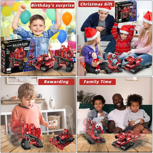 Miniatura 6 de Juguetes Robot STEM para Niños de 8 a 14 Años, Control Remoto 5 en 1 y Juguetes Robot Programables por APP - Kit Educativo de Ciencias de Robot rojo