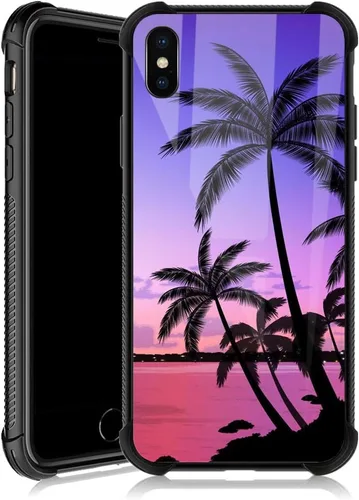 Miniatura 15 de Funda para iPhone Xs Max, diseños de girasol, estrella, cielo, cubierta trasera de cristal templado antiarañazos, esquinas reforzadas, carcasa