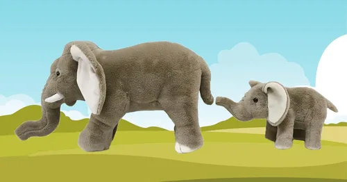 Miniatura 6 de Ice King Bear Juego de animales de peluche para mamá y bebé, animales salvajes del zoológico (elefante)