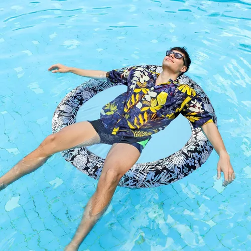 Miniatura 4 de Flotadores inflables de piscina para adultos, flotador de silla de piscina cubierta de tela, flotador de malla para adultos, hamaca de piscina