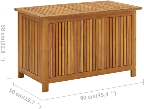 Miniatura 2 de Caja de almacenamiento para patio de 35.4 x 19.7 x 22.8 pulgadas, madera de acacia maciza para patio, jardín, contenedor de almacenamiento al aire