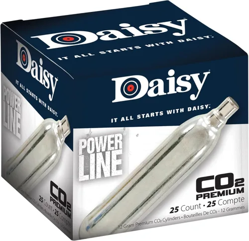 Daisy Powerline - Cilindros de CO2 de 0.42 oz, 25 unidades, presión consistente, para pistolas de aire de CO2