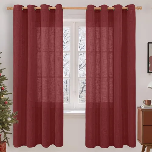 Miniatura 208 de LAMIT Cortinas de lino sintético para dormitorio, paneles filtrantes de luz, cortinas de lino con protección de privacidad con ojales para ventanas