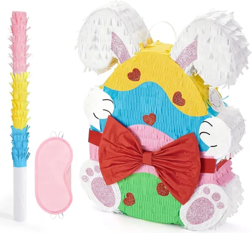 Miniatura 22 de WERNNSAI - Piñata de sirena plegable, piñata de cumpleaños con flecos que incluye cuerda para jalar, venda y bate. Decoraciones
