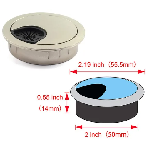 Miniatura 2 de HJ Garden Ojales de escritorio de metal de 2 pulgadas (1.969 in) para administrar y ocultar el cable de alambre, cubierta de agujero para cables