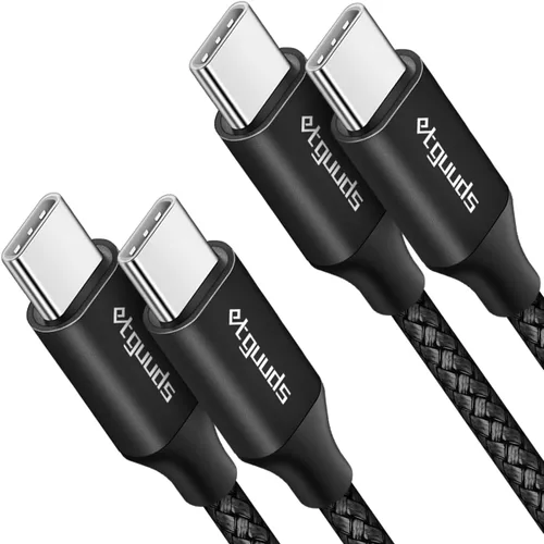 etguuds Cable USB C a USB C de 3 pies, paquete de 2 cables USBC a USBC de 60 W, cable de carga tipo C a C, carga rápida para iPhone 17, 16, 15 Pro