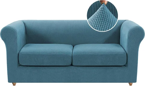 Miniatura 25 de Funda para silla Chesterfield de 2 piezas para sofá de 1 cojín, fundas para silla de brazo alto, 1 asiento, alta elasticidad, lavable, protector