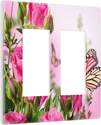 Miniatura 12 de Cubierta de interruptor de luz rosa brillante con purpurina de 1 banda, sin dispositivo, placa de pared en blanco decorativa para adolescentes, Rosa