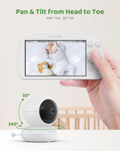 Miniatura 3 de SANNCE Monitor de bebé WiFi con cámara interior 1080P HD Seguridad para el hogar Pantalla de 5.5 pulgadas Inalámbrico 2.4GHz 5000mAh Batería