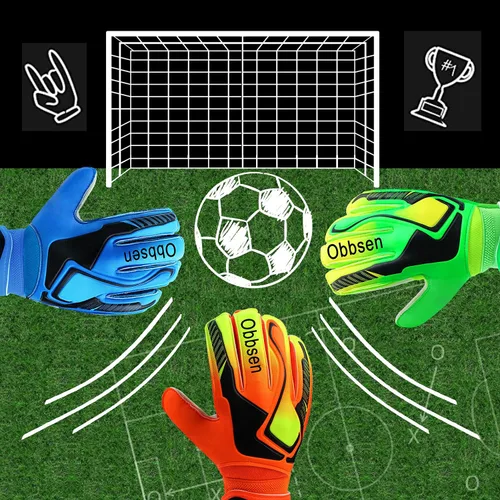 Miniatura 6 de Guantes de portero de fútbol para niños, jóvenes y adultos, guantes de portero de fútbol de agarre fuerte con protección para los dedos