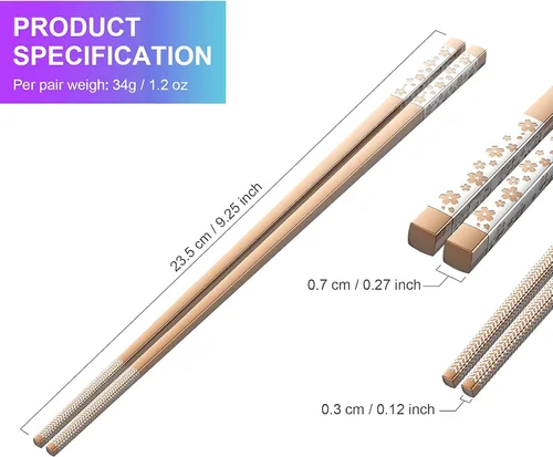 Miniatura 7 de FOFAYU Palillos de metal reutilizables, 5 pares de palillos de acero inoxidable multicolor, aptos para lavavajillas, cuadrados, ligeros