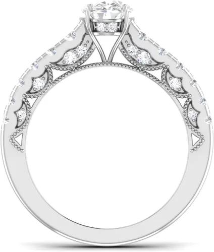 Miniatura 4 de Anillo de compromiso con certificación IGI de 0.50 a 3.0 quilates con diamantes de excelente corte ovalado creado en laboratorio, con acento en oro