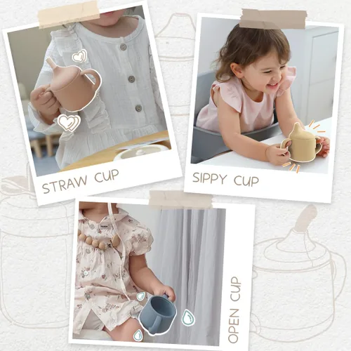 Miniatura 5 de Moonkie Vasos de silicona para bebés Taza de entrenamiento de 3 etapas para bebés y niños pequeños 4 onzas 1 paquete Rubor