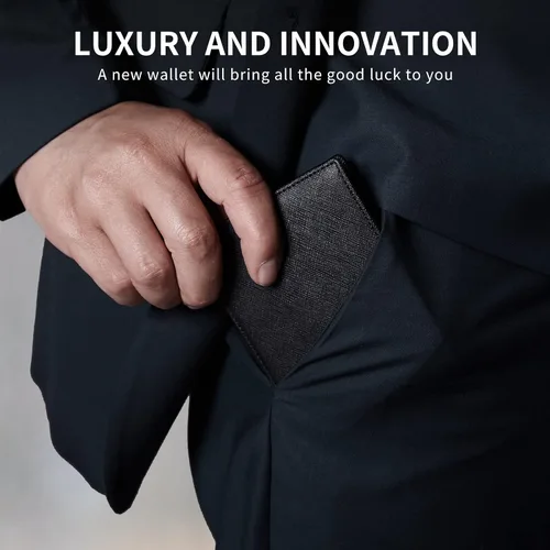 Miniatura 8 de Silm Leather Wallet for Men RFID Blocking Bifold Larger Capacity with (12+6) Slots Credit Card Holder with Gift Box