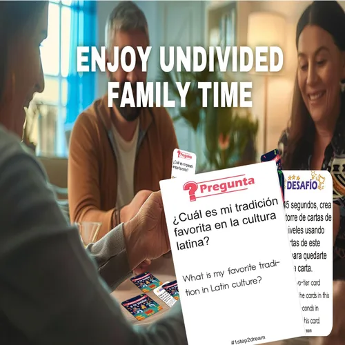 Miniatura 3 de 1step2dream Juegos de cartas familiares españoles Divertido juego de mesa para la familia Iniciador de conversación bilingüe para fiesta