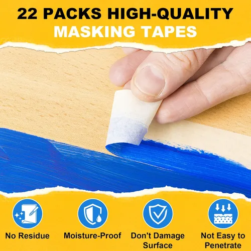 Miniatura 4 de ToLanbbt - Cintas de enmascarar a granel de 1 pulgada, 22 paquetes de pintores blancos para dibujar en general con cintas para pintar, manualidades