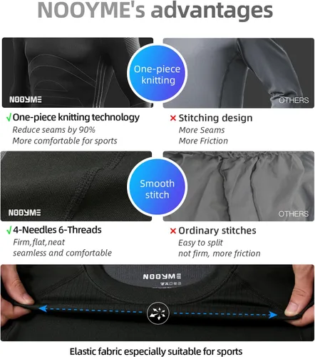 Miniatura 4 de NOOYME Ropa interior térmica para hombre, capa base de ropa interior larga para clima frío