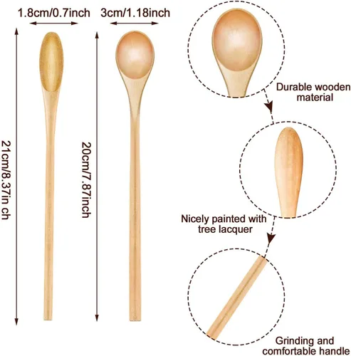 Miniatura 3 de 4 cucharas de café de madera, cuchara de madera pequeña, cuchara de mango largo para remover la cocina