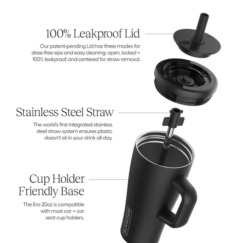 Miniatura 2 de BrüMate Era Vaso Térmico de 20 oz con Asa y Pajilla Vaso Térmico Aislante 100% A Prueba de Fugas con Tapa y Pajilla Hecho de Acero Inoxidable