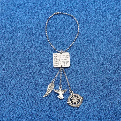Miniatura 2 de WUSUANED Llavero de viajero de regalo con texto en inglés "May Angels Fly With You Wherever You Roam