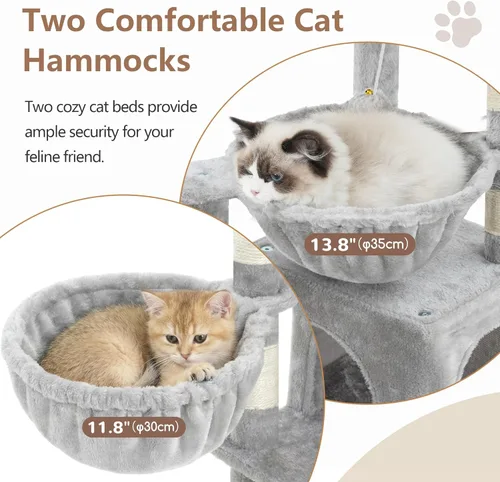 Miniatura 3 de Gitelsnour Árbol para gatos, torre para gatos con condominio, 2 cestas, plataforma grande, tabla para rascar, postes rascadores para gatos