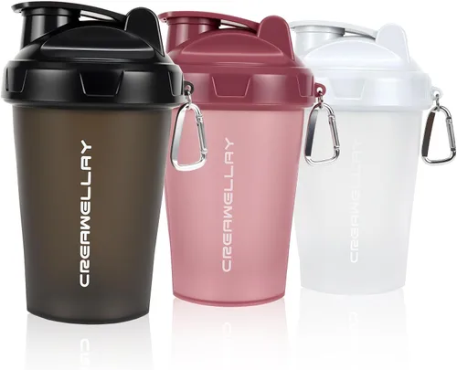 Miniatura 13 de Paquete de 2 botellas agitadoras para mezclas de proteínas, botella pequeña de 17 onzas con asa, tazas agitadoras de gimnasio con bola mezcladora