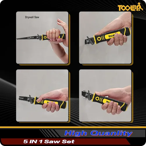 Miniatura 5 de Sierra de mano multicuchillas 5 en 1, 6 pulgadas (11T/16T), tirador japonés de doble filo, sierra para paneles de yeso, sierra para metales, sierra