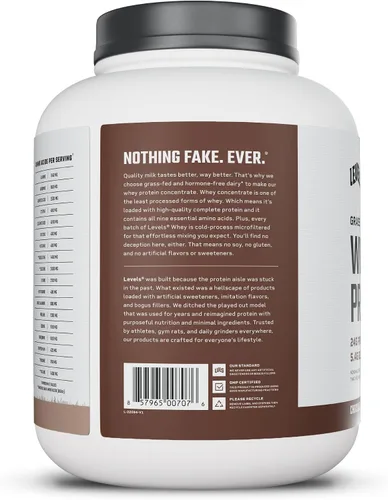 Miniatura 8 de Levels - Polvo de proteína de suero alimentado con pasto, sin artificiales, 24G de proteína, Chocolate Mocha, 5 libras
