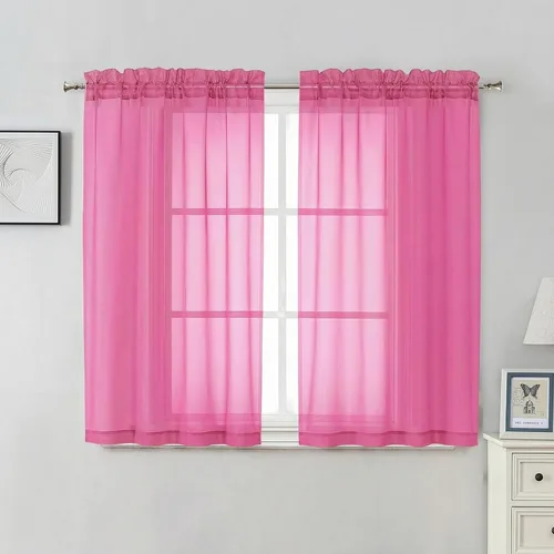 Miniatura 193 de Aiyufeng 2 paneles de cenefa transparente negra de 14 pulgadas de largo, cortinas cortas negras transparentes para dormitorio, cortinas de cocina