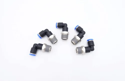 Miniatura 24 de Empuje para conectar conexión de tubo de 1/4" OD x 1/8" rosca NPT macho, codo neumático macho de aire línea de agua de aire de 90 grados codo