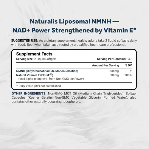 Miniatura 2 de Naturalis Liposomal NMNH 300mg (alternativa NMNN) Aumenta los niveles de NAD+ y apoya el envejecimiento saludable* Biomejorado con vitamina E