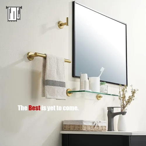 Miniatura 4 de JQK Barra de Toallas de Baño, Oro Cepillado de 12 Pulgadas de Acero Inoxidable 304 Grueso de 0.8mm, Soporte de Toallas Montado en la Pared, Longitud