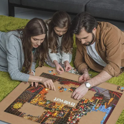Miniatura 7 de Lavievert Tablero de rompecabezas de madera, ligero y portátil, ahorro de almacenamiento con superficie antideslizante para juegos de hasta 1500