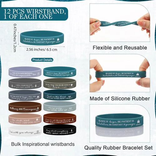 Miniatura 4 de Gueevin Juego de regalo cristiano a granel, bloc de notas con versículos bíblicos, mini pulsera de silicona inspiradora para hombre de Dios