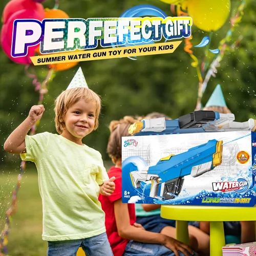 Miniatura 4 de Pistola de agua eléctrica Skirfy para niños y adultos, juguetes de agua automáticos de succión de agua al aire libre, pistolas de agua con alcance