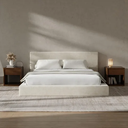 Miniatura 18 de RECCI Cloud - Base de cama Queen tapizada con cabecero, plataforma acolchada de espuma de 5 pulgadas, sin somier, fácil montaje (crema)
